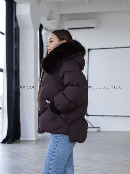 Женская зимняя куртка с мехом Lux Ajour M242 шоколад