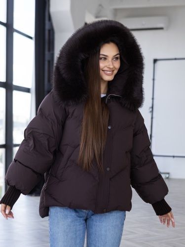 Женская зимняя куртка с мехом Lux Ajour M242 шоколад