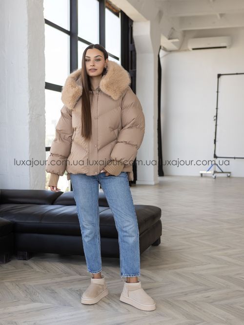 Женская зимняя куртка с мехом Lux Ajour M242 бежевый