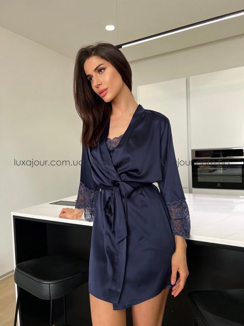 Комплект халат і ночнушка LUXAJOUR 410023-512523 синій